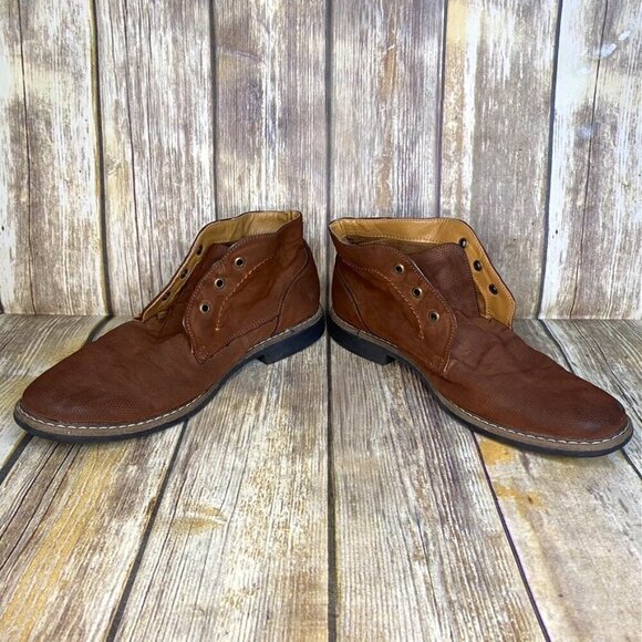 Kenneth Cole Reaction Tan Vegan Leather Lace-Up Ankle Boots Men's Size 9 - Picture 1 of 9